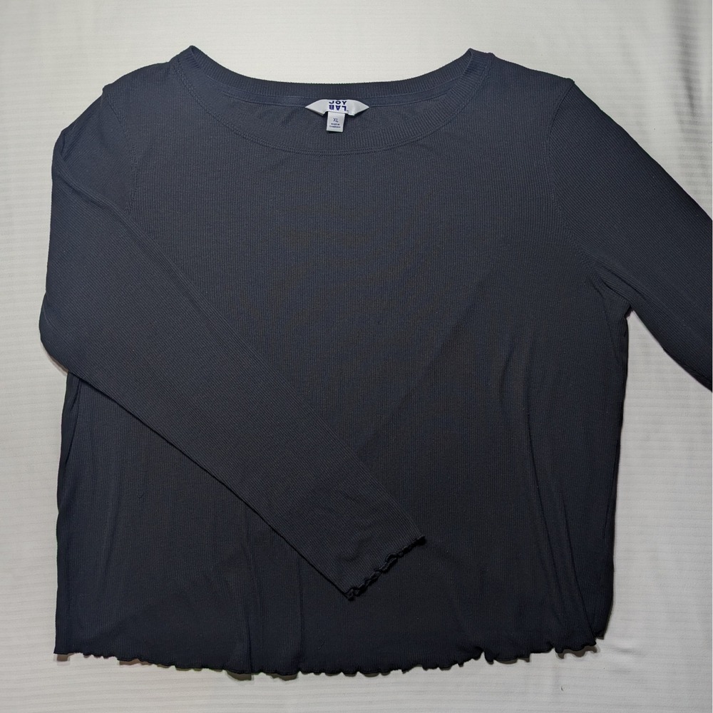 Joy Lab Black‎ Ribbed Tulip Back Top Cross Over Y2K Minimalist